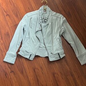 Women's Gray Denim Motorcycle Jacket